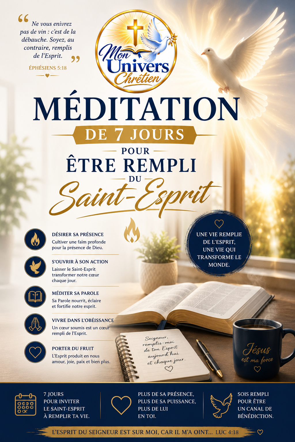 Méditation de 7 jours pour être rempli du Saint-Esprit